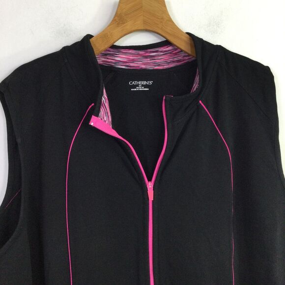 Catherines Womens Breast cancer Vest Full Zip Long Sleeves Black Size 4X Plus - Picture 13 of 16